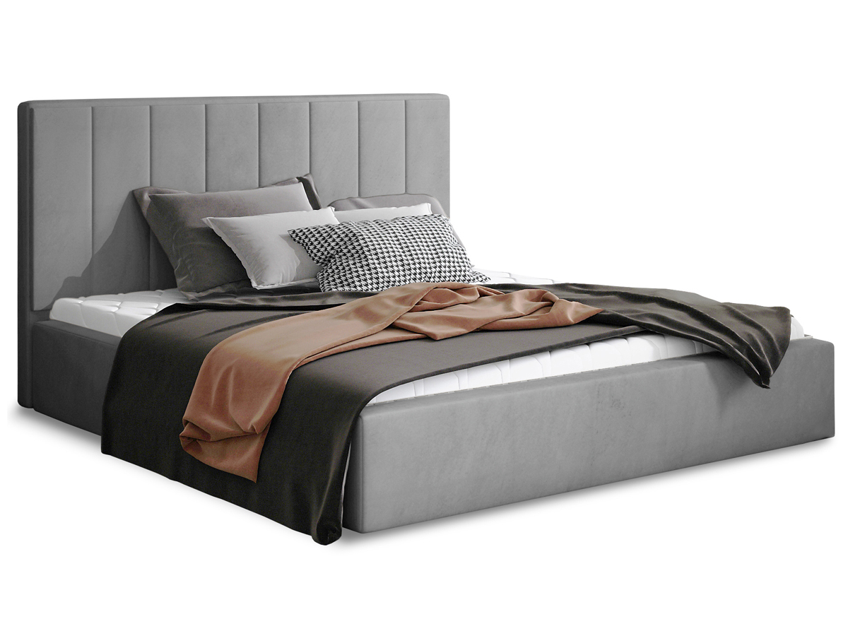 NABBI Ante 160 čalúnená manželská posteľ s roštom tmavosivá