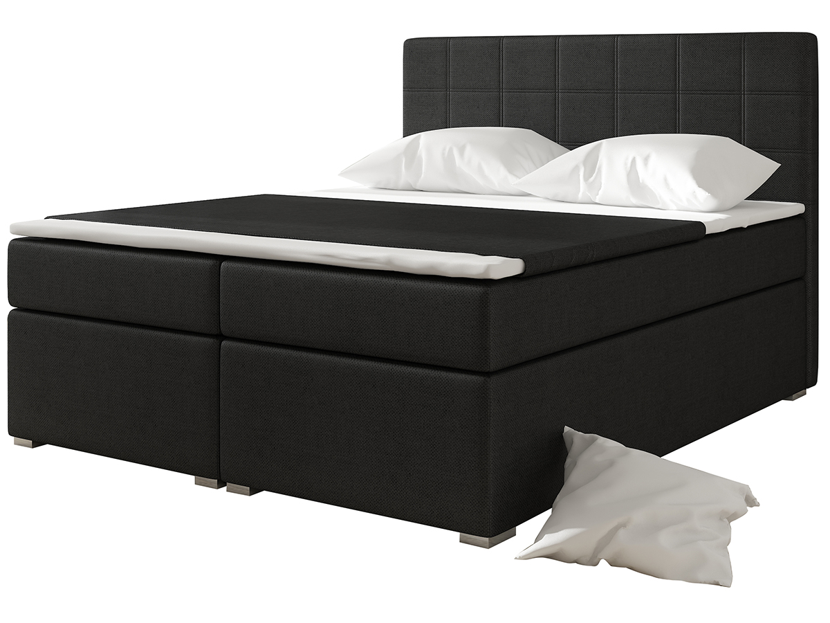 NABBI Anzia 140 čalúnená manželská posteľ s úložným priestorom čierna (Sawana 14)
