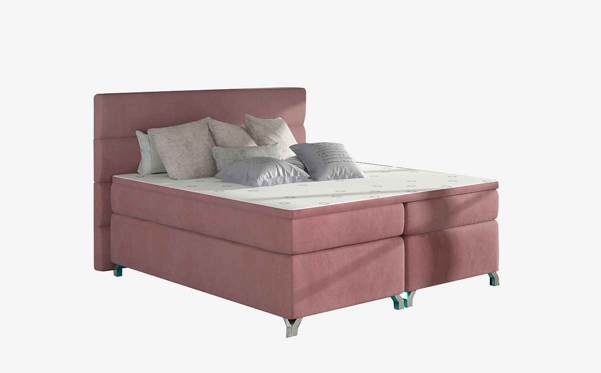 NABBI Avellino 140 čalúnená manželská posteľ s úložným priestorom ružová