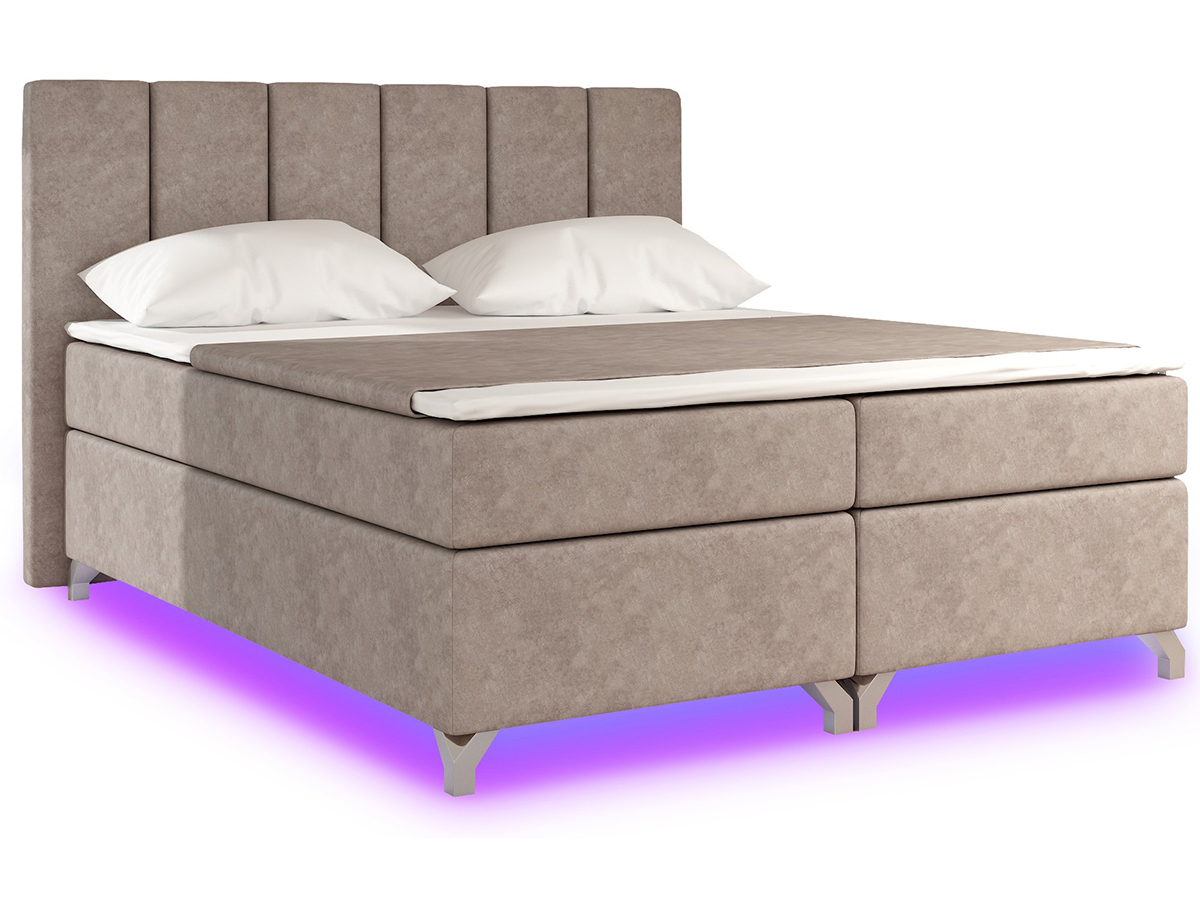 NABBI Barino 160 čalúnená manželská posteľ s úložným priestorom svetlohnedá