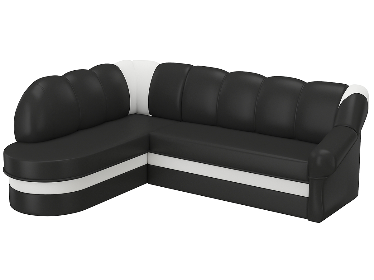 NABBI Belluno L rohová sedačka s rozkladom a úložným priestorom čierna (Soft 11) / biela (Soft 17)