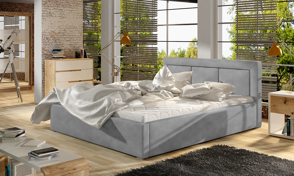 NABBI Branco UP 140 čalúnená manželská posteľ s roštom svetlosivá (Paros 05)