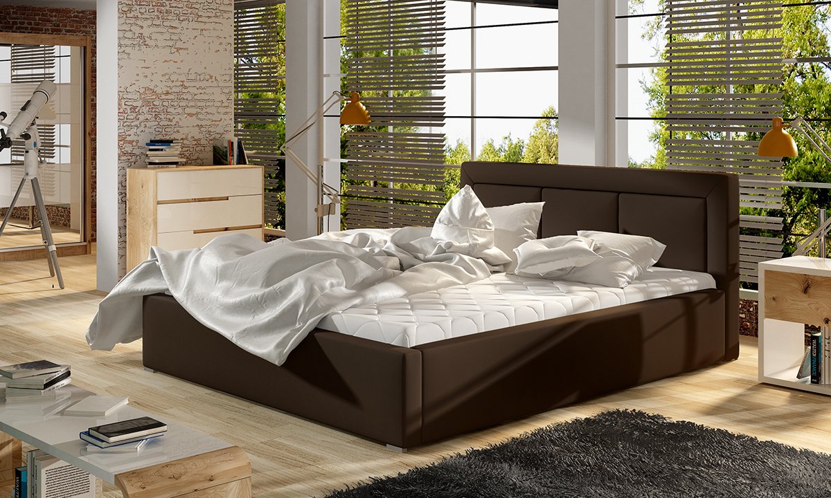 NABBI Branco 160 čalúnená manželská posteľ s roštom tmavohnedá (Soft 66)
