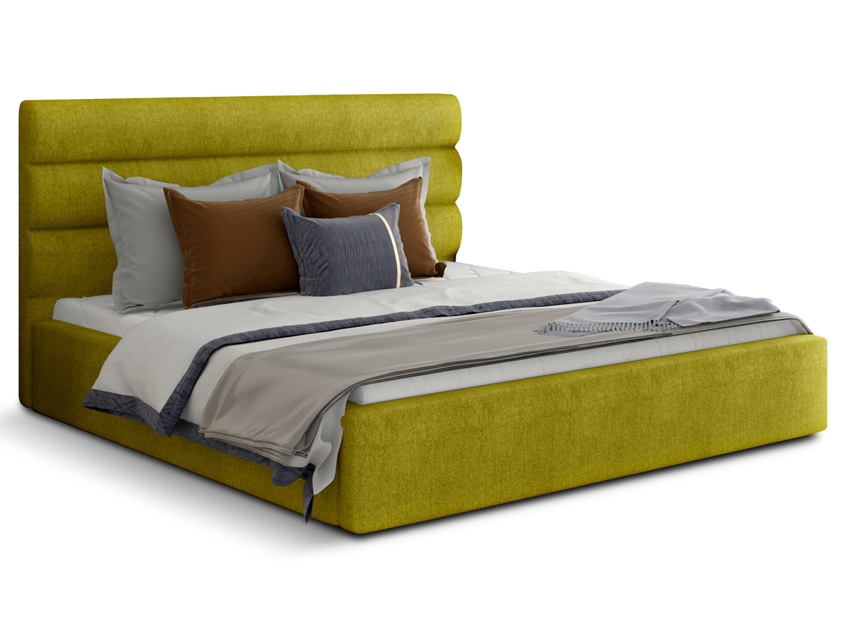 NABBI Casos 200 čalúnená manželská posteľ s roštom žltá