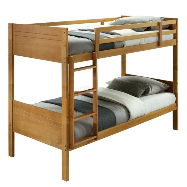 KONDELA Makira 90 drevená poschodová posteľ s roštami dub