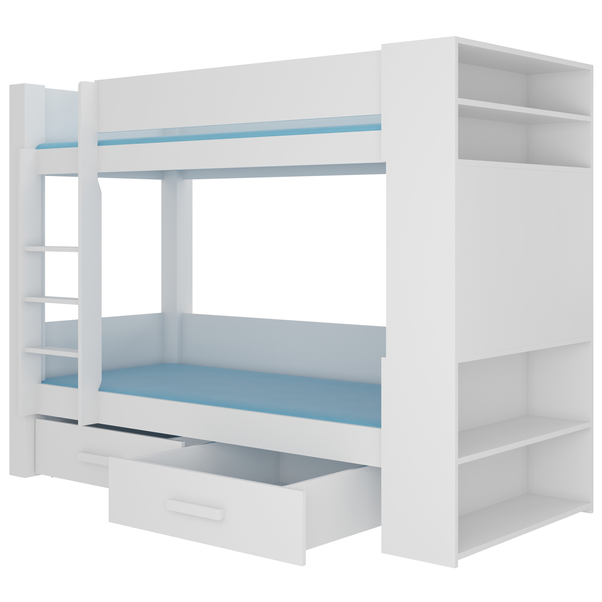 NABBI Guinea poschodová posteľ s úložným priestorom 90x200 cm biela