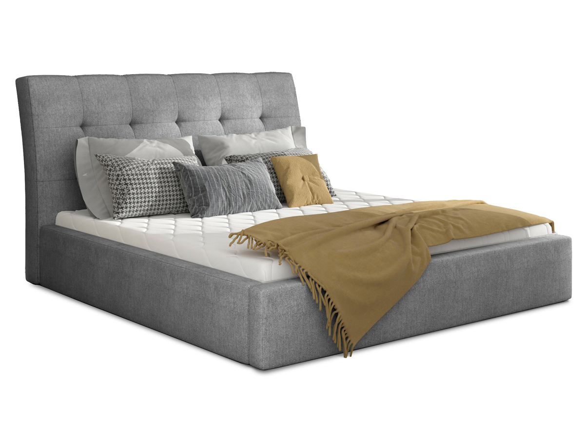 NABBI Ikaria 160 čalúnená manželská posteľ s roštom tmavosivá