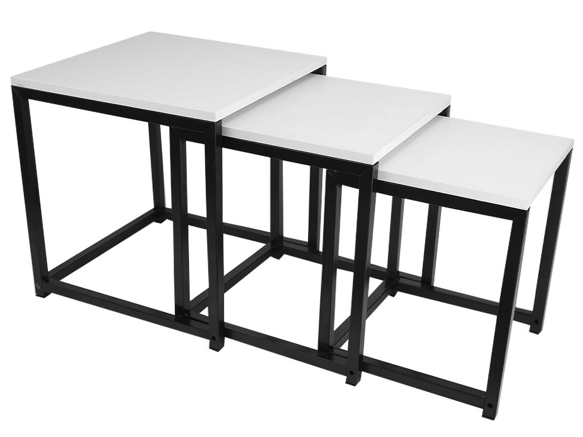 KONDELA Kastler New Typ 3 konferenčný stolík (3 ks) biela / čierna