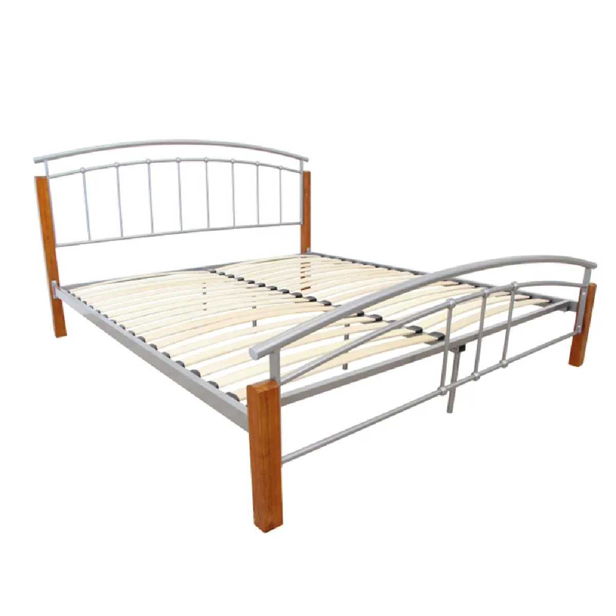 KONDELA Mirela 160 kovová manželská posteľ s roštom jelša / strieborná