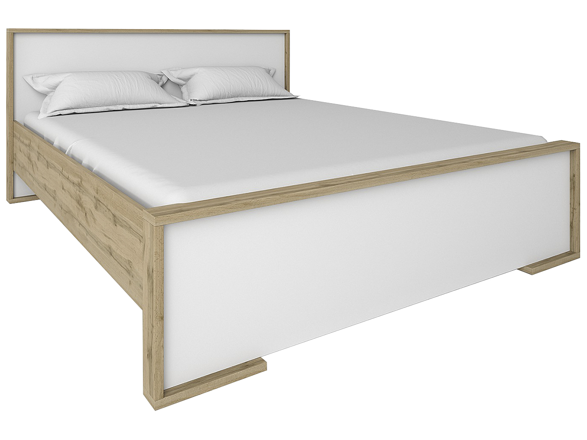 NABBI Finni 1600 manželská posteľ s roštom dub wotan / biela