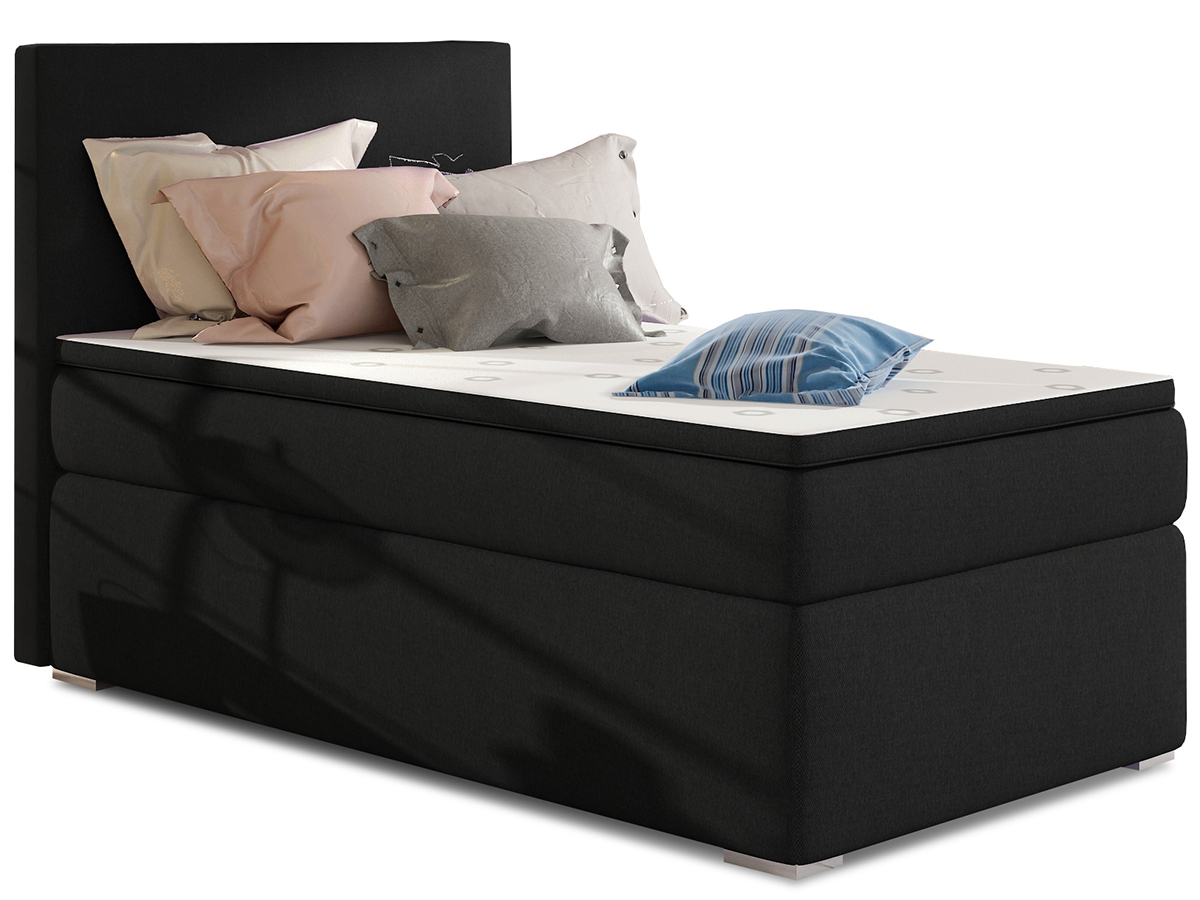 NABBI Rodrigo 90 L čalúnená jednolôžková posteľ s úložným priestorom čierna (Sawana 14)