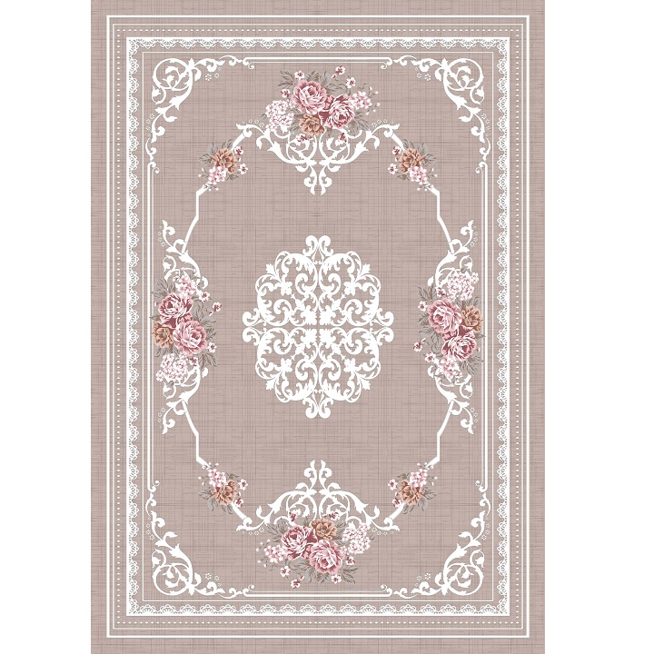 KONDELA Sedef koberec 80x150 cm svetlohnedý / vzor kvety