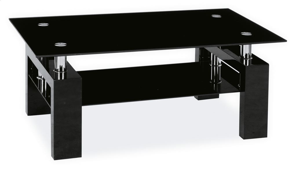 SIGNAL Lisa II sklenený konferenčný stolík čierna / chrómová