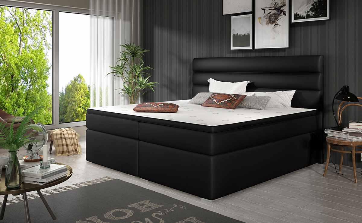 NABBI Spezia 160 čalúnená manželská posteľ s úložným priestorom čierna (Soft 11)