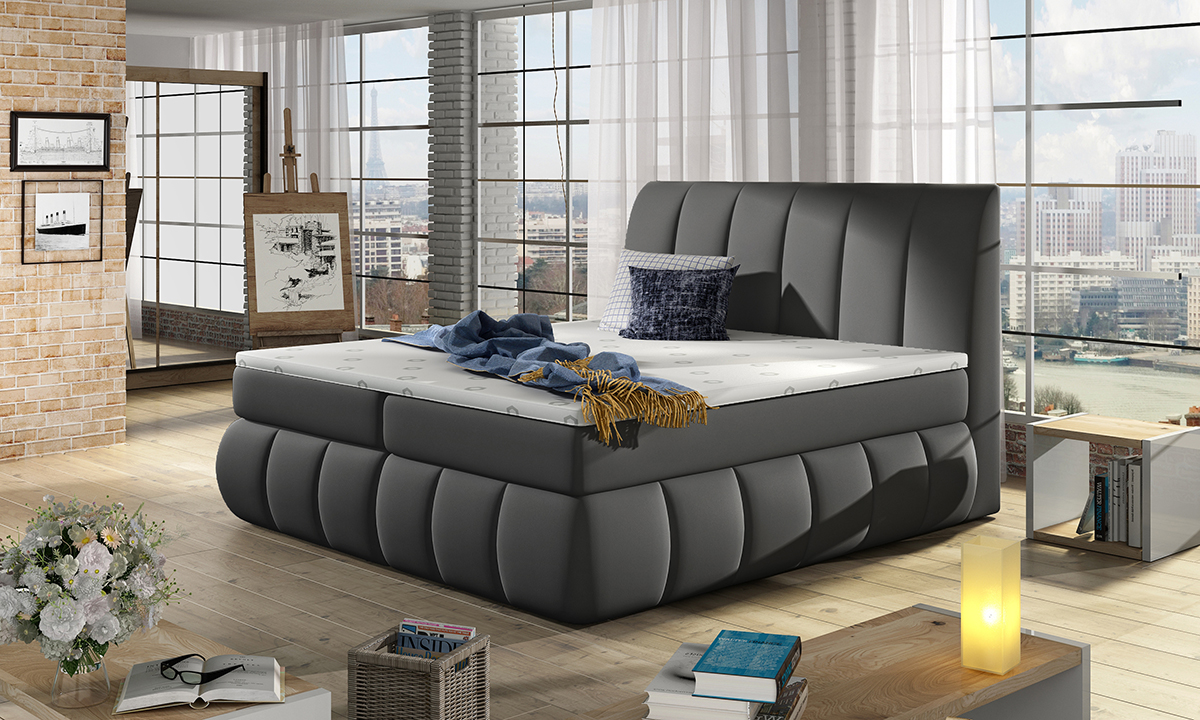 NABBI Vareso 180 čalúnená manželská posteľ s úložným priestorom sivá (Soft 29)