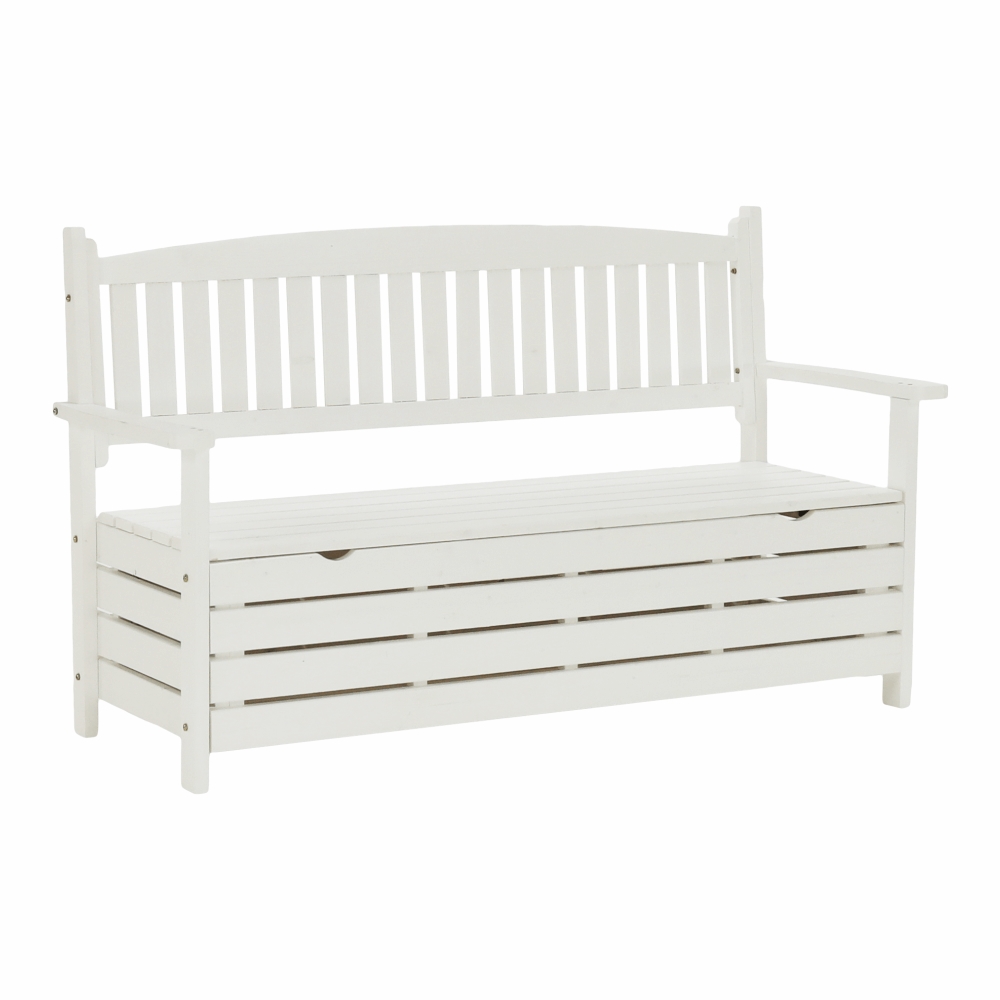 KONDELA Amula záhradná lavička s úložným priestorom biela