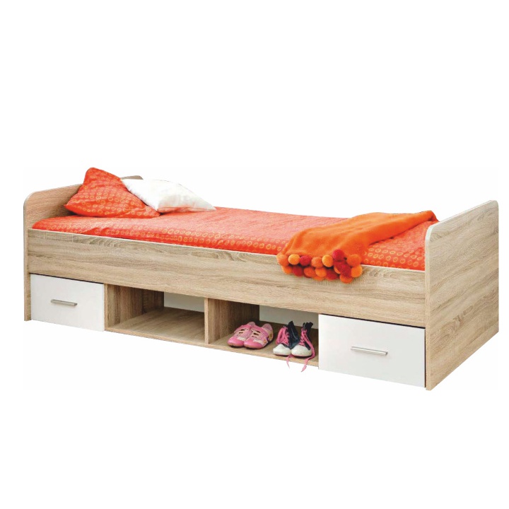 KONDELA Emio Typ 4 90 detská posteľ s úložným priestorom dub sonoma / biela