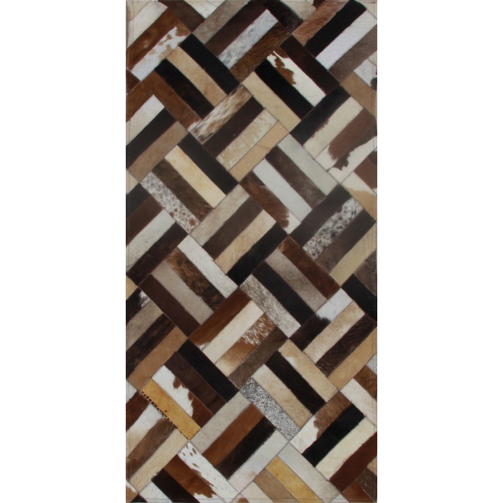 KONDELA Typ 2 kožený koberec 70x140 cm vzor patchwork