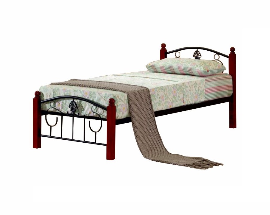 KONDELA Magenta 90 kovová jednolôžková posteľ s roštom čierna / tmavý dub