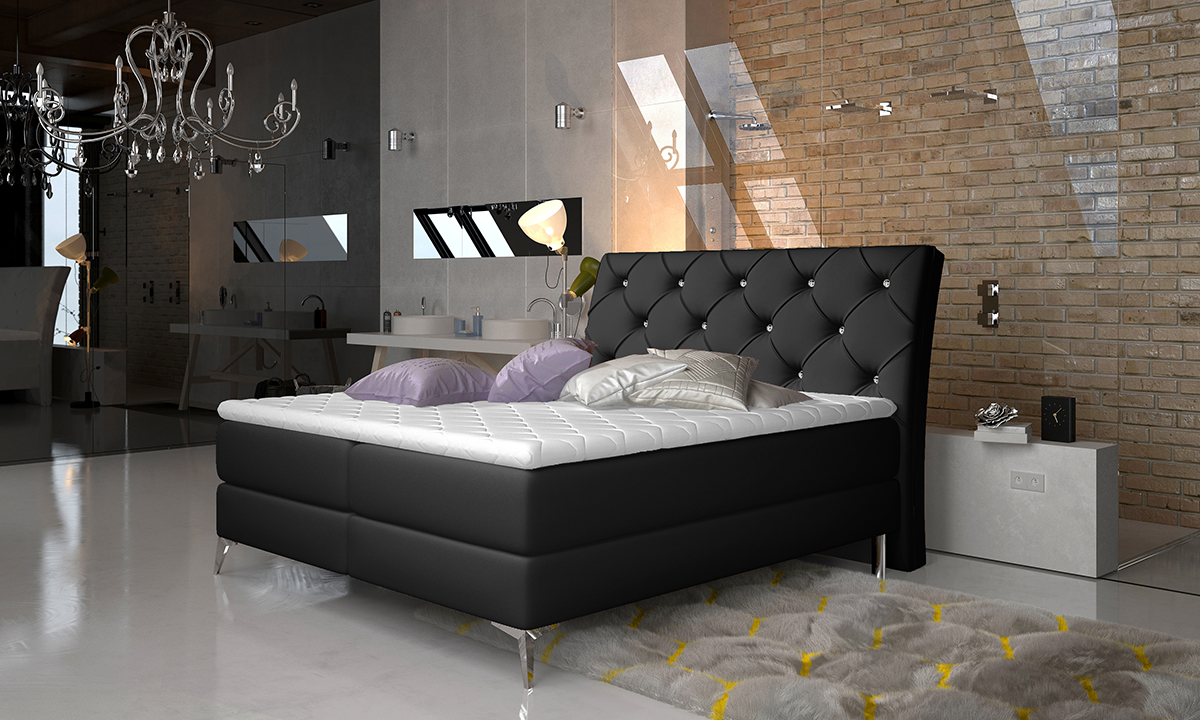 NABBI Amika 140 čalúnená manželská posteľ s úložným priestorom čierna (Soft 11)