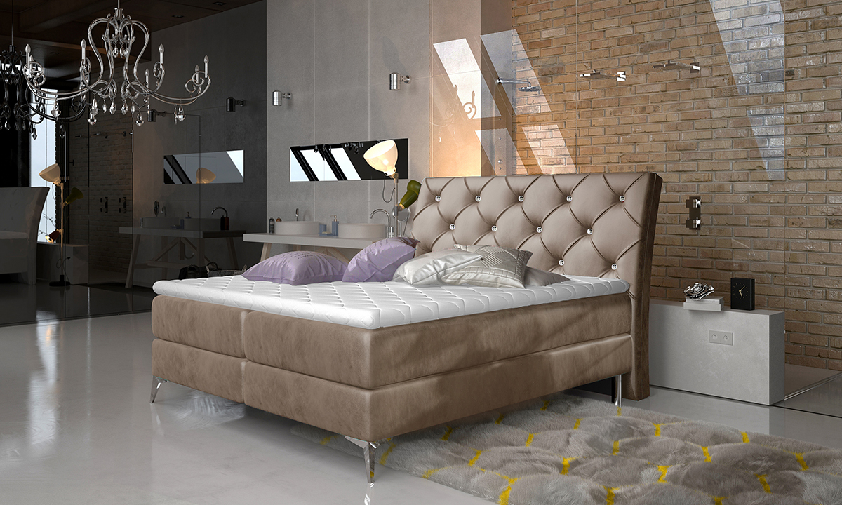 NABBI Amika 140 čalúnená manželská posteľ s úložným priestorom hnedá