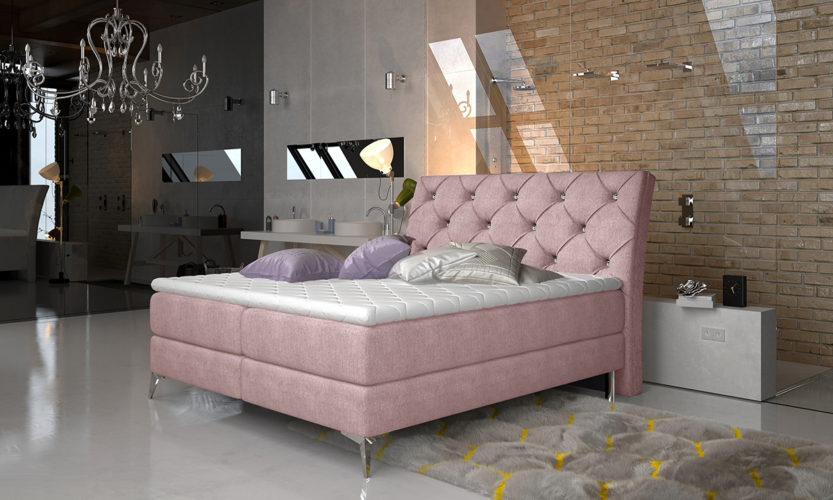 NABBI Amika 140 čalúnená manželská posteľ s úložným priestorom ružová (Omega 91)
