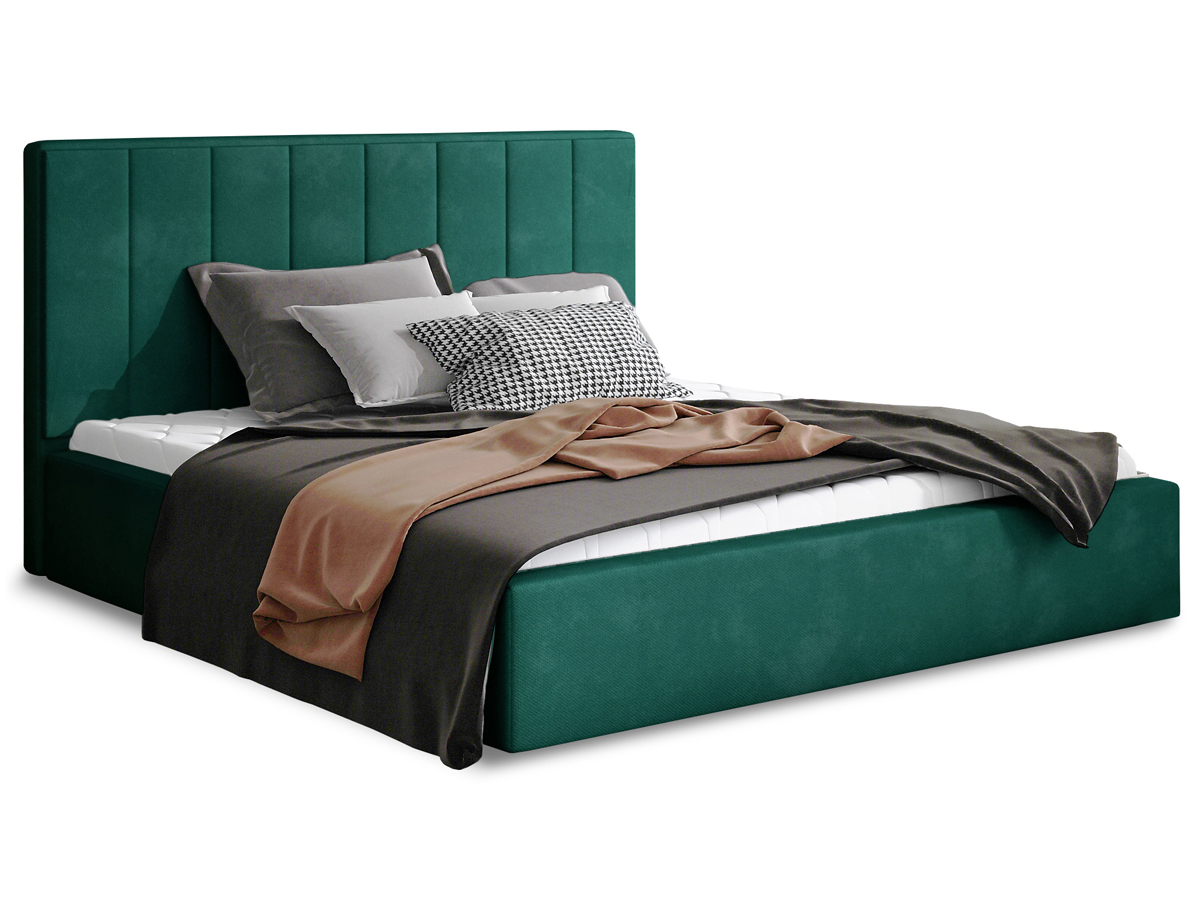 NABBI Ante 160 čalúnená manželská posteľ s roštom tmavozelená
