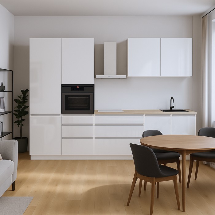 KONDELA Asti 330 kuchynská linka 330 biela extra vysoký lesk / biela