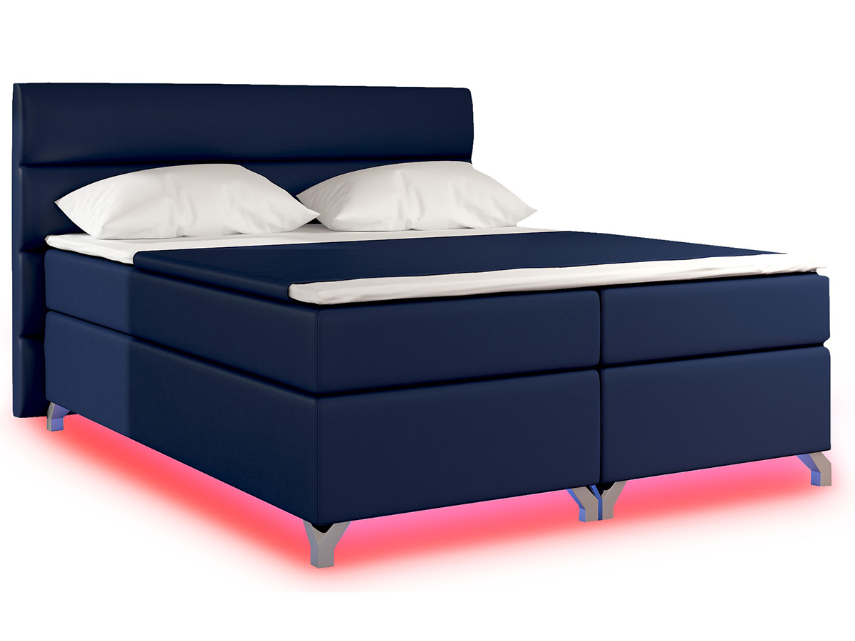 NABBI Avellino 140 čalúnená manželská posteľ s úložným priestorom modrá