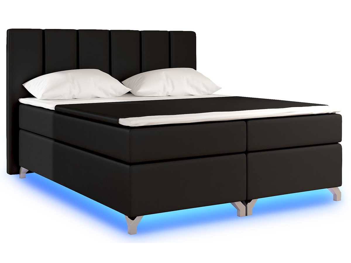 NABBI Barino 160 čalúnená manželská posteľ s úložným priestorom čierna (Soft 11)