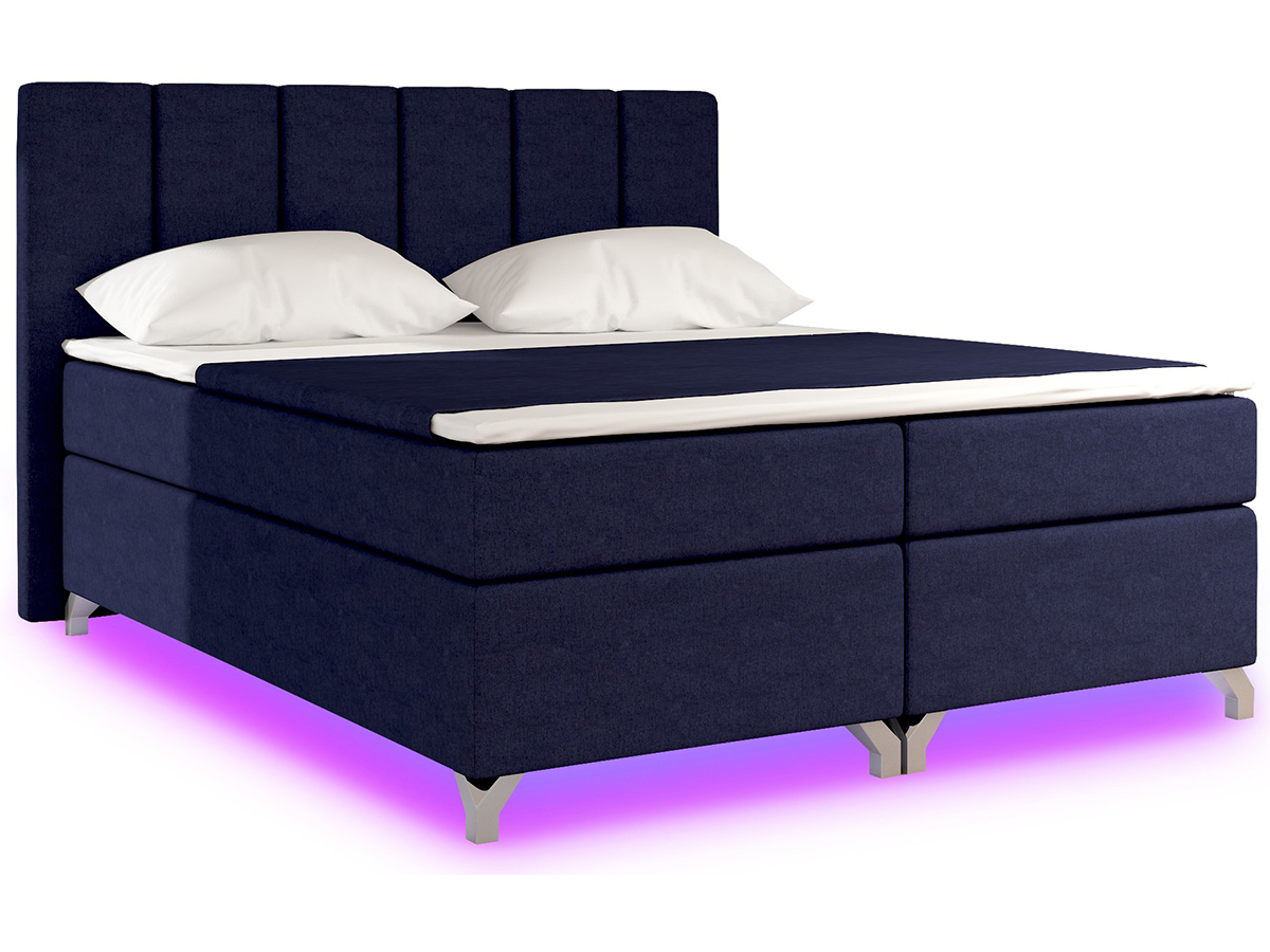 NABBI Barino 160 čalúnená manželská posteľ s úložným priestorom tmavomodrá