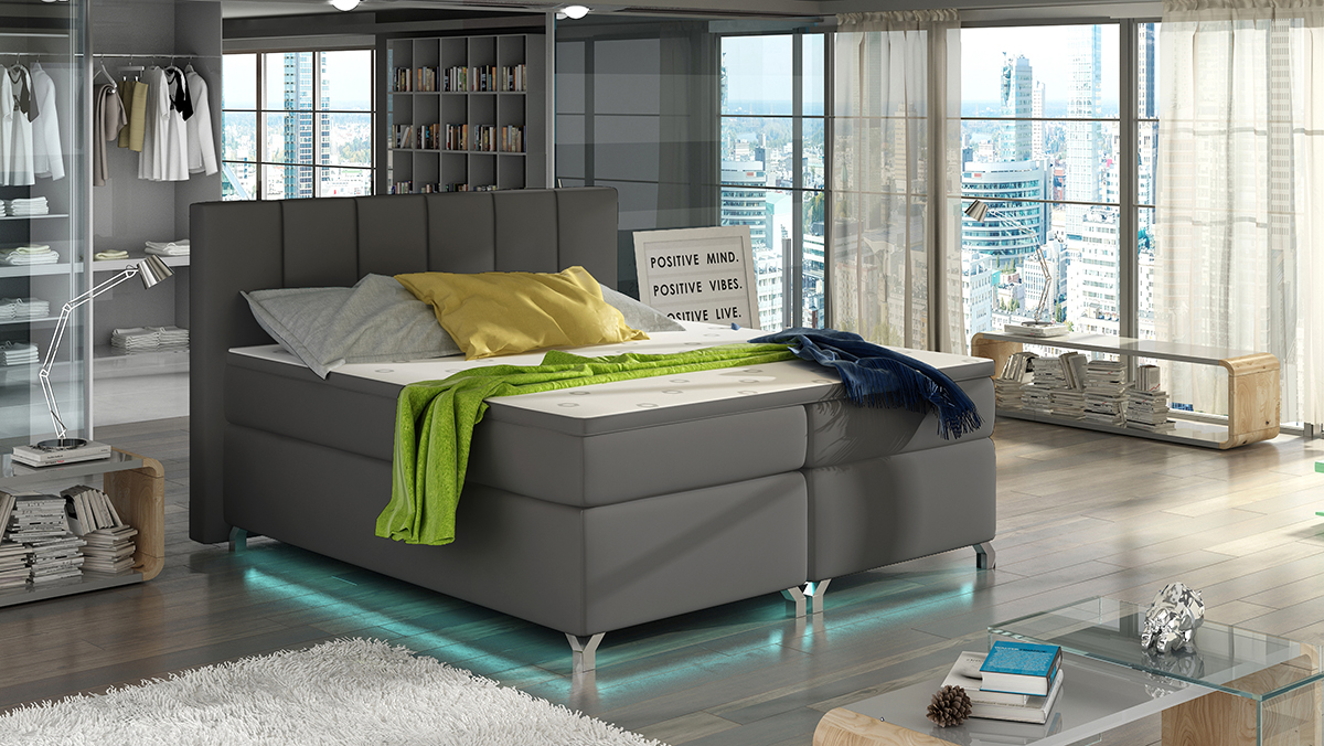 NABBI Barino 180 čalúnená manželská posteľ s úložným priestorom sivá (Soft 29)