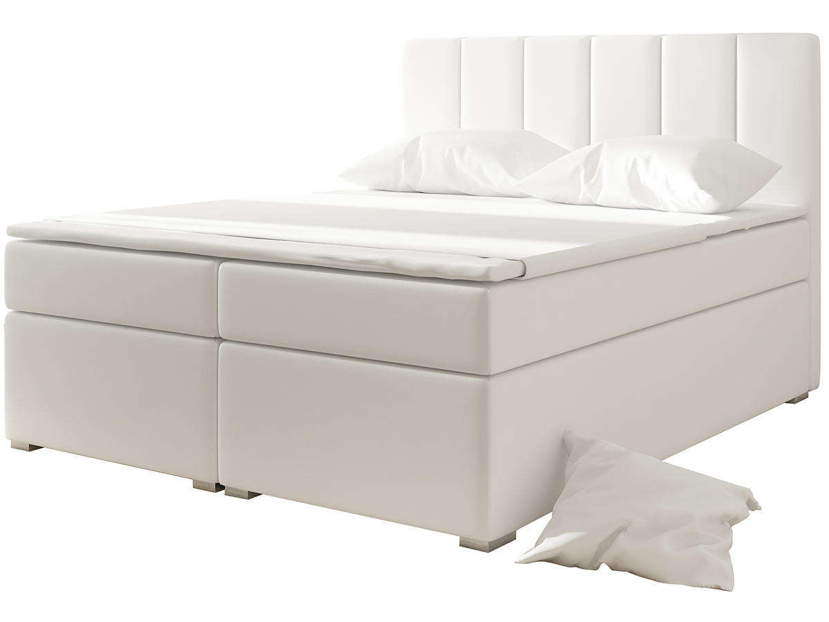 NABBI Barmo 140 čalúnená manželská posteľ s úložným priestorom biela
