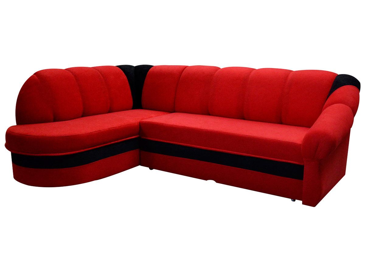 NABBI Belluno L rohová sedačka s rozkladom a úložným priestorom červená / čierna