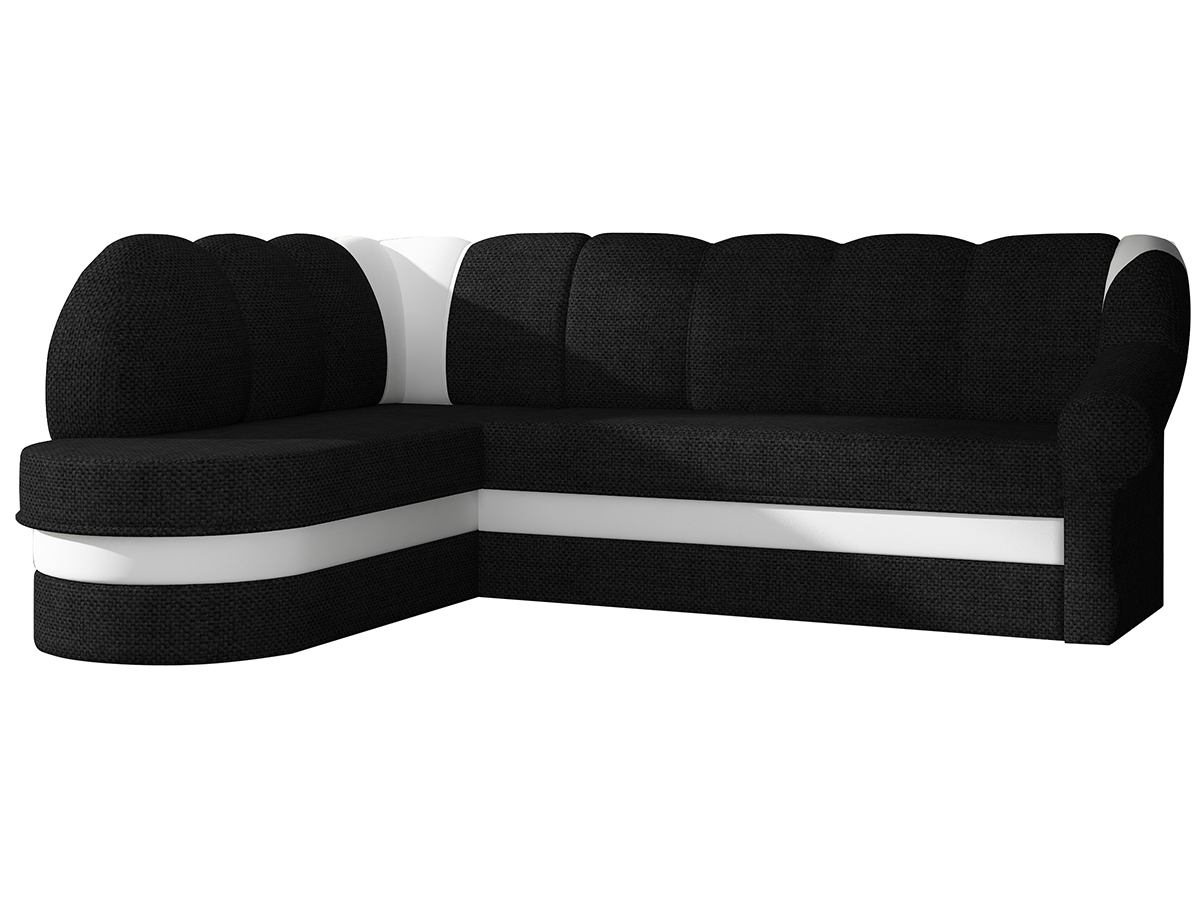 NABBI Belluno L rohová sedačka s rozkladom a úložným priestorom čierna (Sawana 14) / biela (Soft 17)