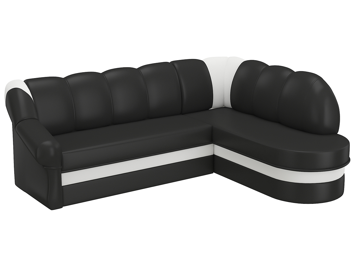 NABBI Belluno P rohová sedačka s rozkladom a úložným priestorom čierna (Soft 11) / biela (Soft 17)