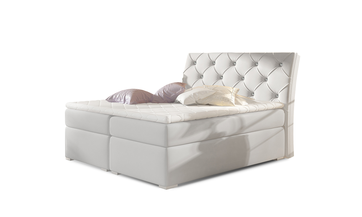 NABBI Beneto 140 čalúnená manželská posteľ s úložným priestorom biela