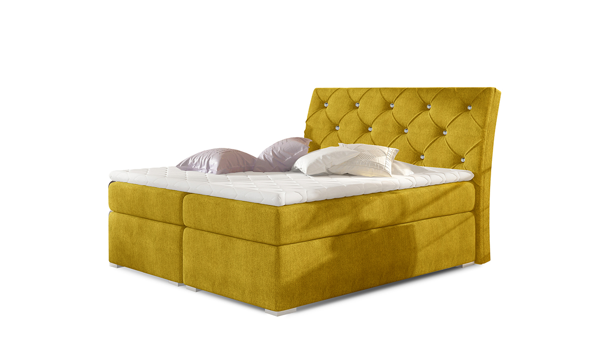 NABBI Beneto 140 čalúnená manželská posteľ s úložným priestorom žltá