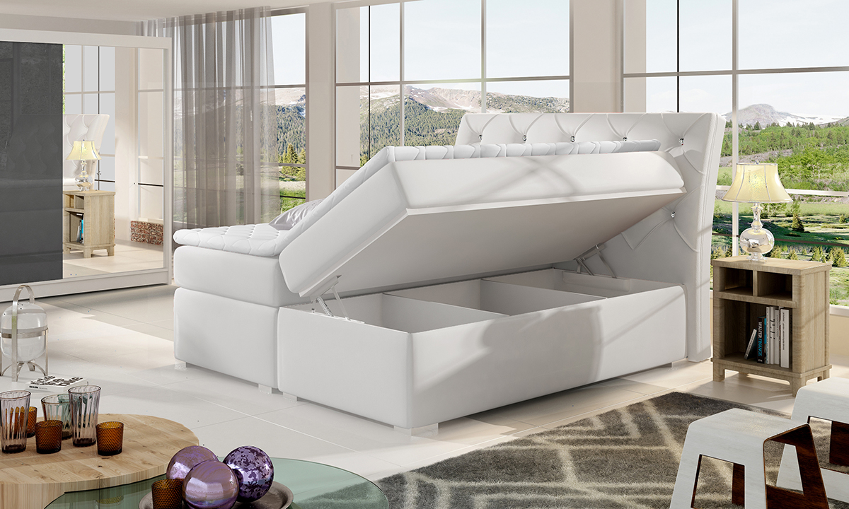 NABBI Beneto 160 čalúnená manželská posteľ s úložným priestorom svetlosivá (Omega 02)
