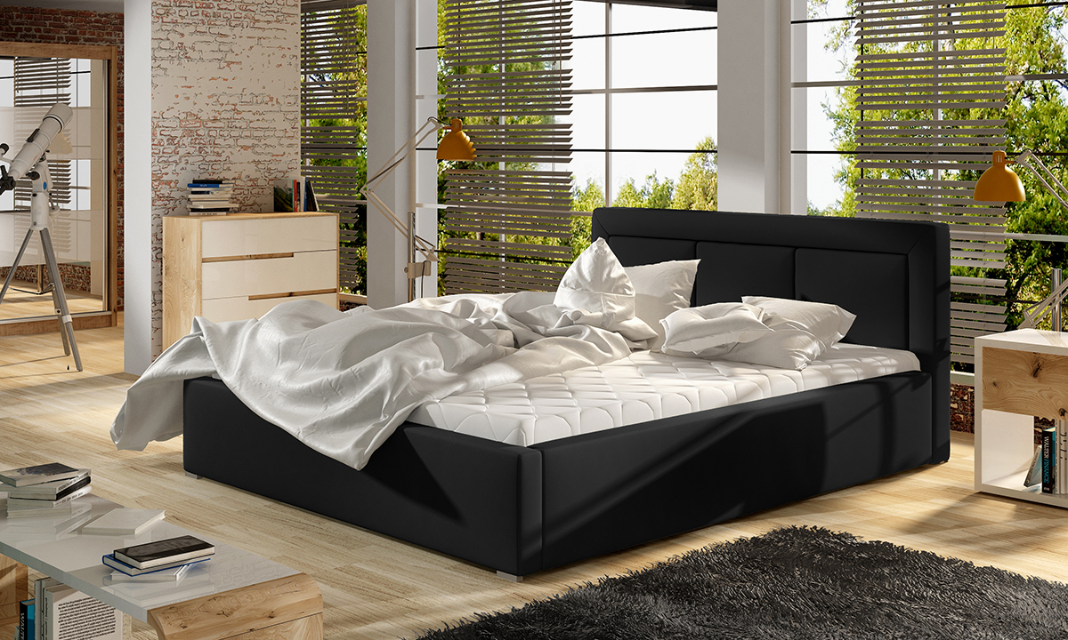 NABBI Branco 140 čalúnená manželská posteľ s roštom čierna