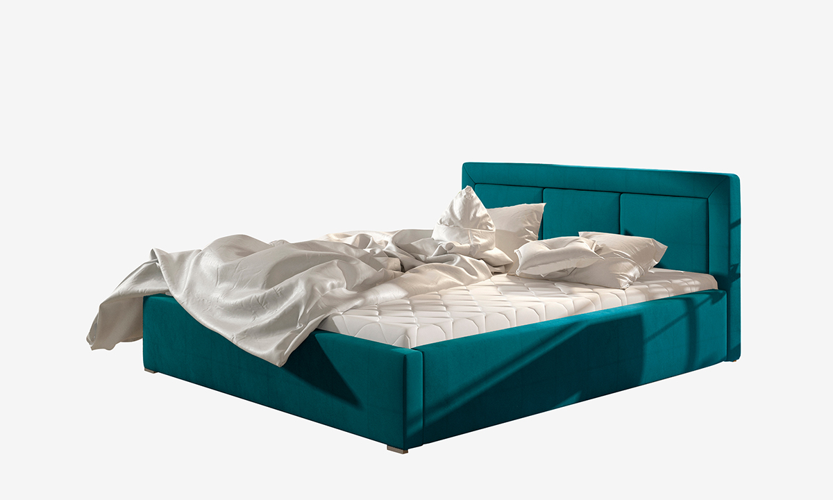 NABBI Branco UP 140 čalúnená manželská posteľ s roštom tyrkysová
