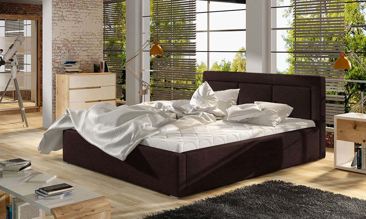 NABBI Branco 160 čalúnená manželská posteľ s roštom tmavohnedá (Sawana 26)