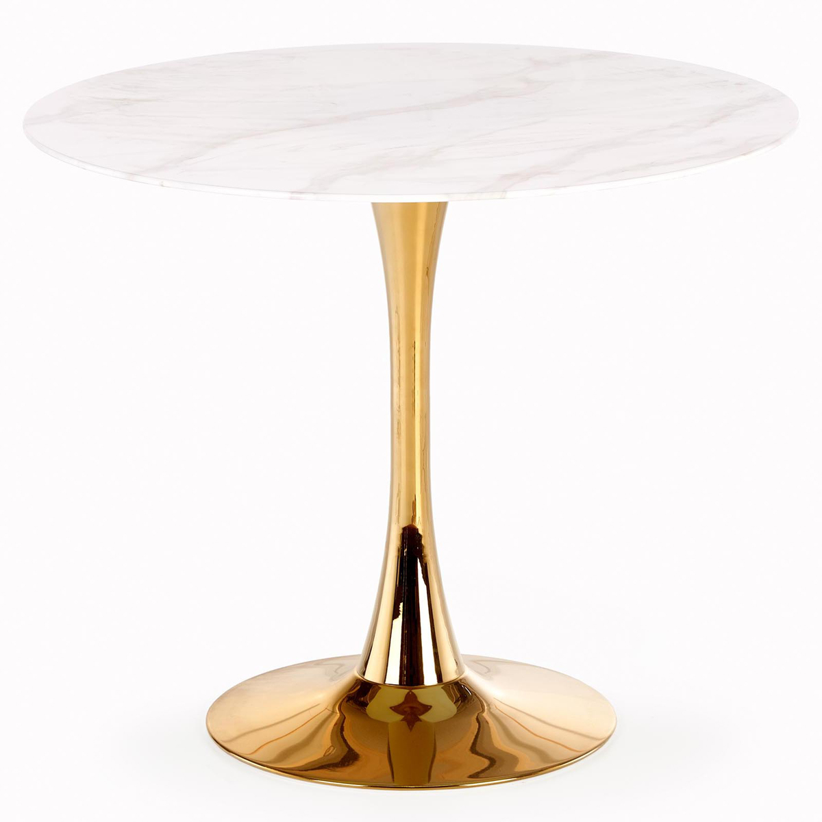 HALMAR Casemiro okrúhly jedálenský stôl biely mramor / zlatá