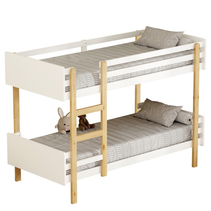 KONDELA Damla drevená poschodová posteľ 90x200 cm biela / dub