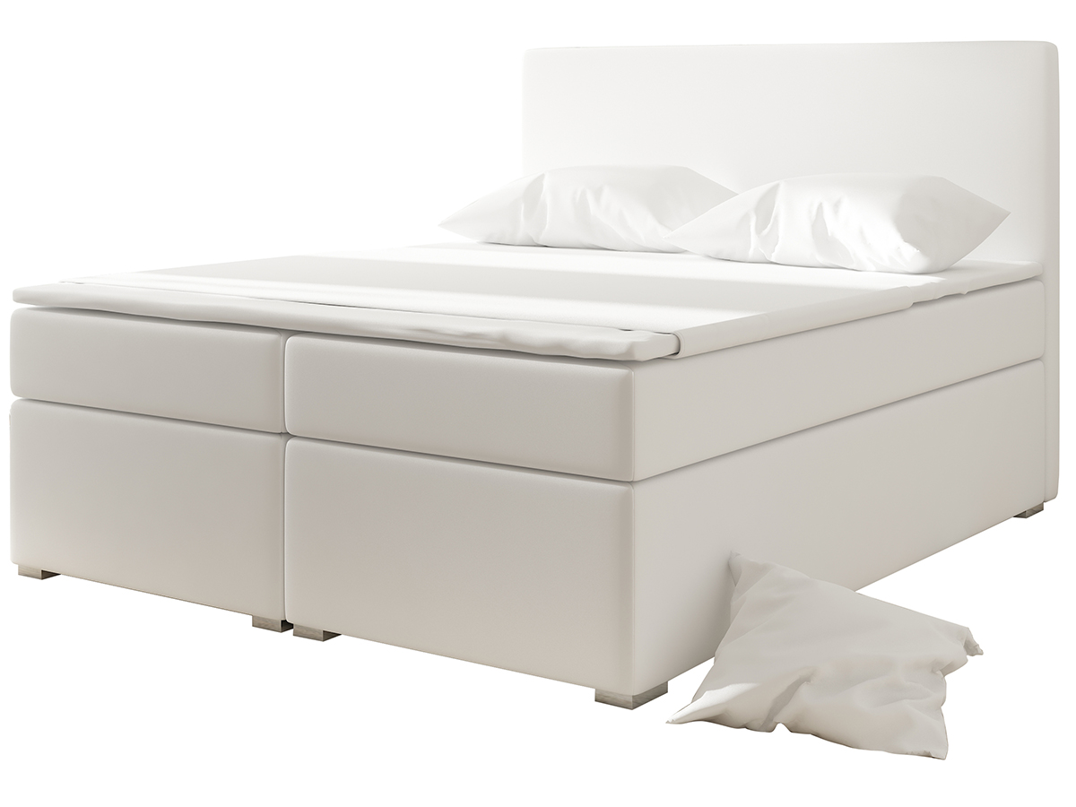 NABBI Diana 160 čalúnená manželská posteľ s úložným priestorom biela