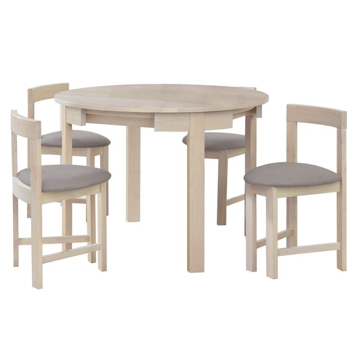 KONDELA Domio 1+4 jedálenský set biela vzor drevo / sivobéžová