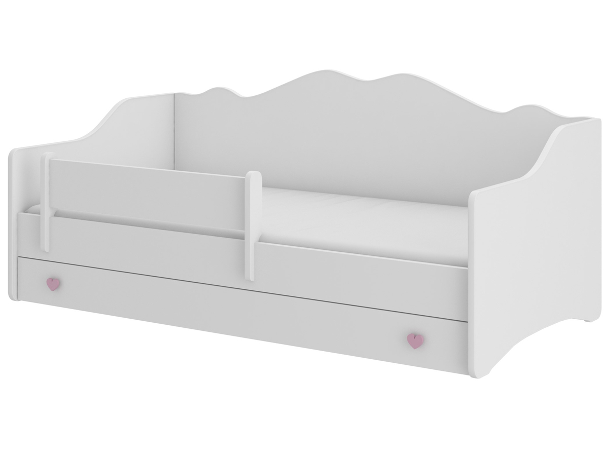 NABBI Elin detská posteľ s matracom a úložným priestorom 80x160 cm biela / ružová