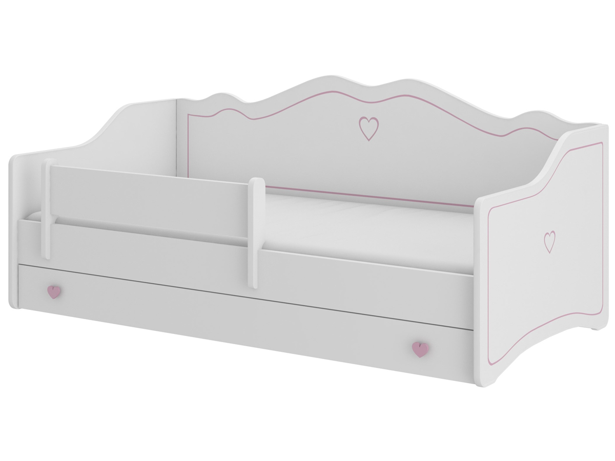 NABBI Elin detská posteľ s matracom a úložným priestorom 80x160 cm biela / ružový vzor