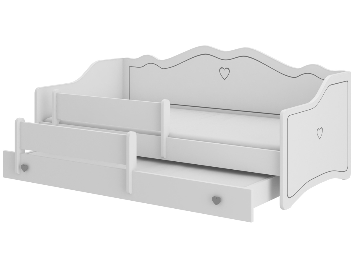 NABBI Elisa II detská posteľ s prístelkou a matracmi 80x160 cm biela / sivý vzor