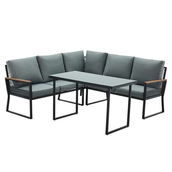 KONDELA Farly záhradný nábytok čierna / sivá / prírodná